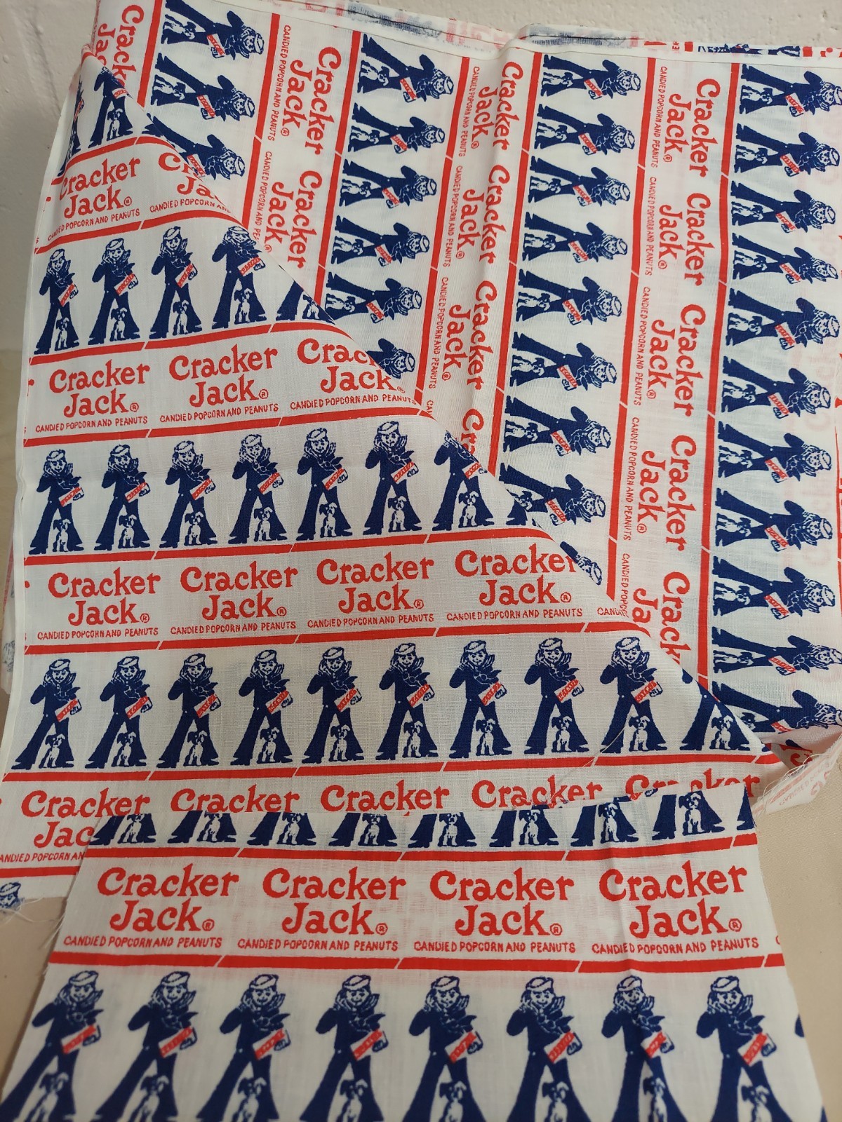 Vintage 1970s Leon B Rosenblatt Screenprint Cracker Jack Popcorn 1.2 Yds