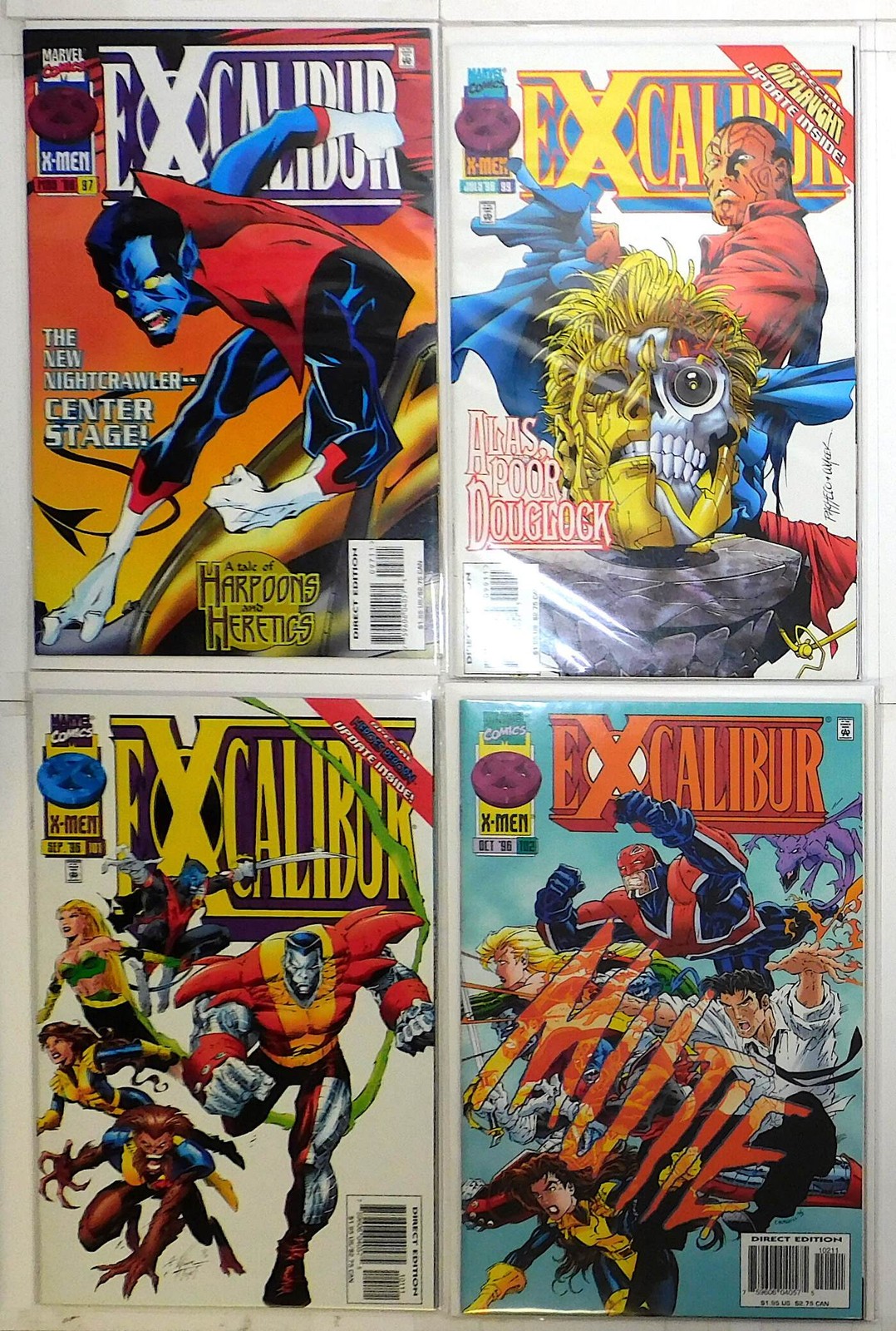 Excalibur Lot of 4 #97, 99, 101, 102 (1996) Marvel Comics 1st Print Comic Books