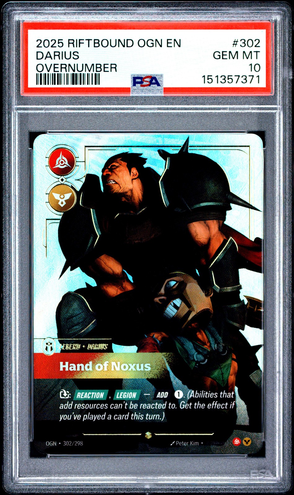 2025 RIFTBOUND: LEAGUE OF LEGENDS OGN-ORIGINS #302 DARIUS – HAND OF NOXUS PSA 10