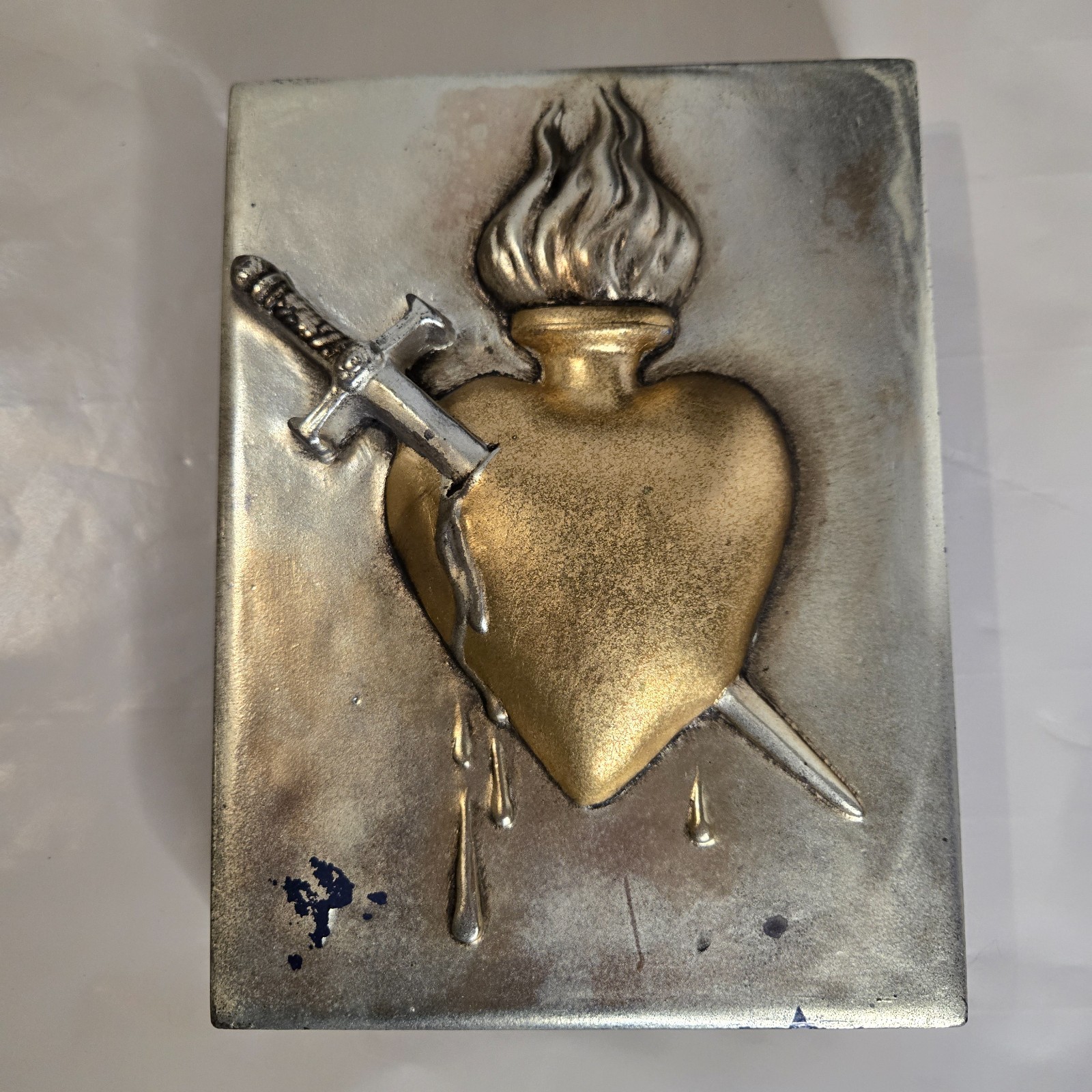 Sid Dickens T-266 Promise T266 Flaming Sacred Heart Silver Gold Metallic Sword