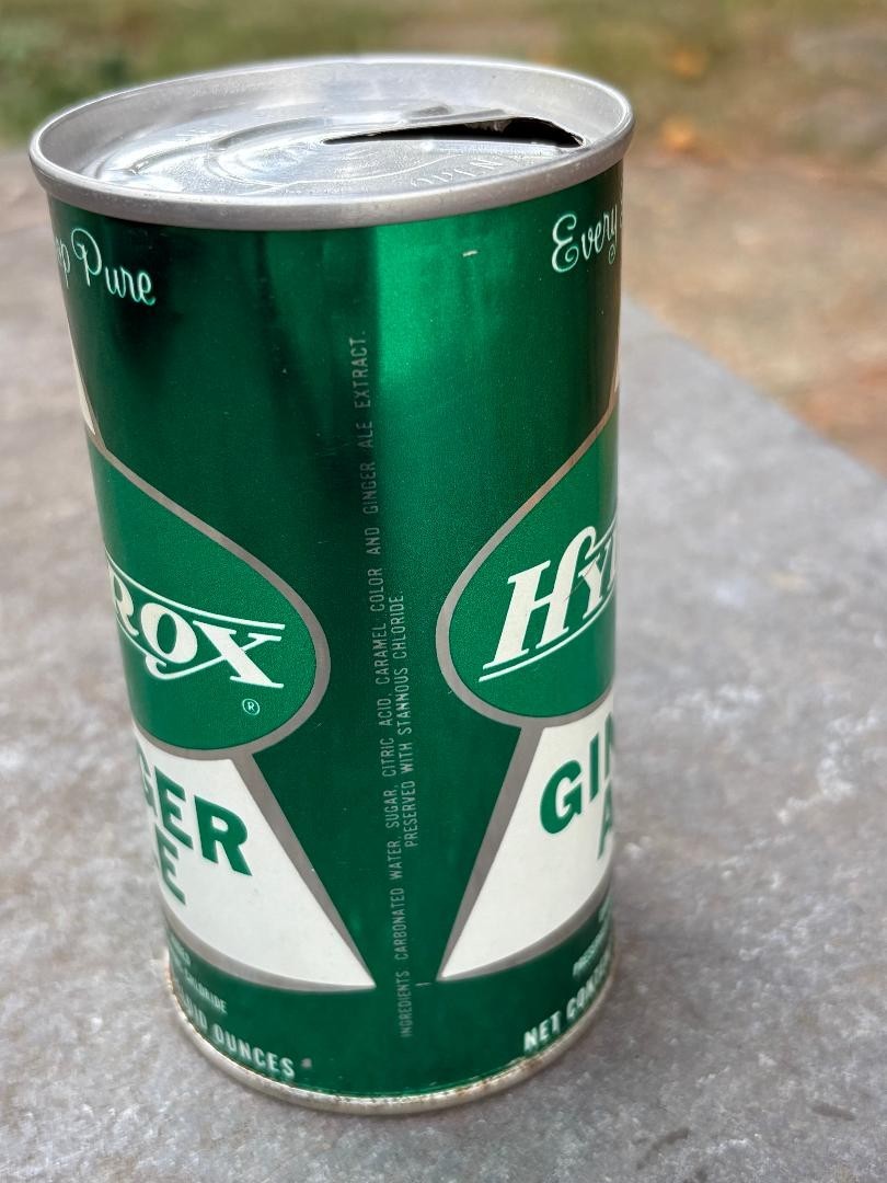 Hydrox Ginger Ale Soda Can – EMPTY 12oz, 1960’s Fan Tab CAN, Chicago ILL. 60638
