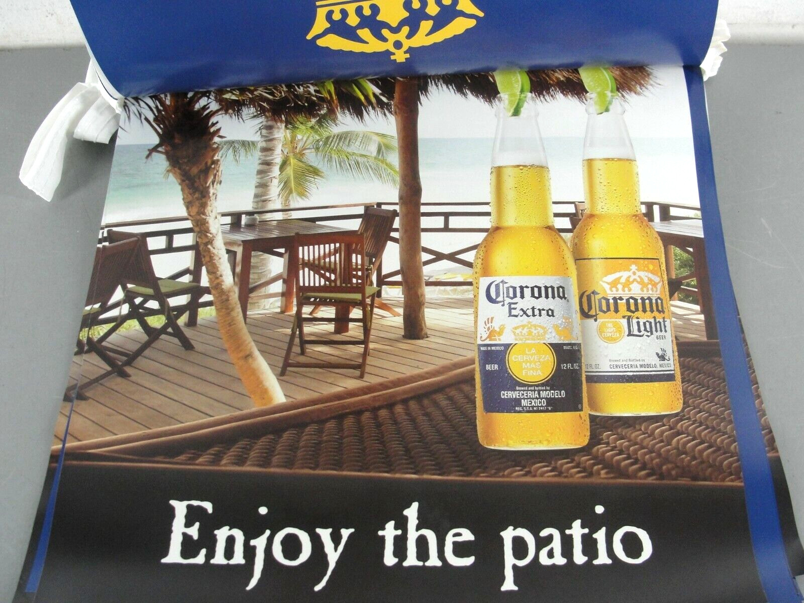 CORONA BEER 👑 VINYL STRING ENJOY THE PATIO PENNANT BANNER BAR MANCAVE 18′ NEW
