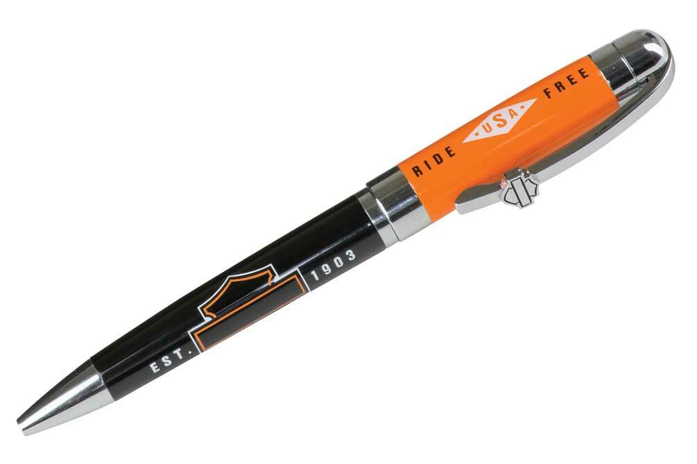 Harley-Davidson Ride Free Black Ink Pen w/ Orange Gift Box – Orange HDL-20115