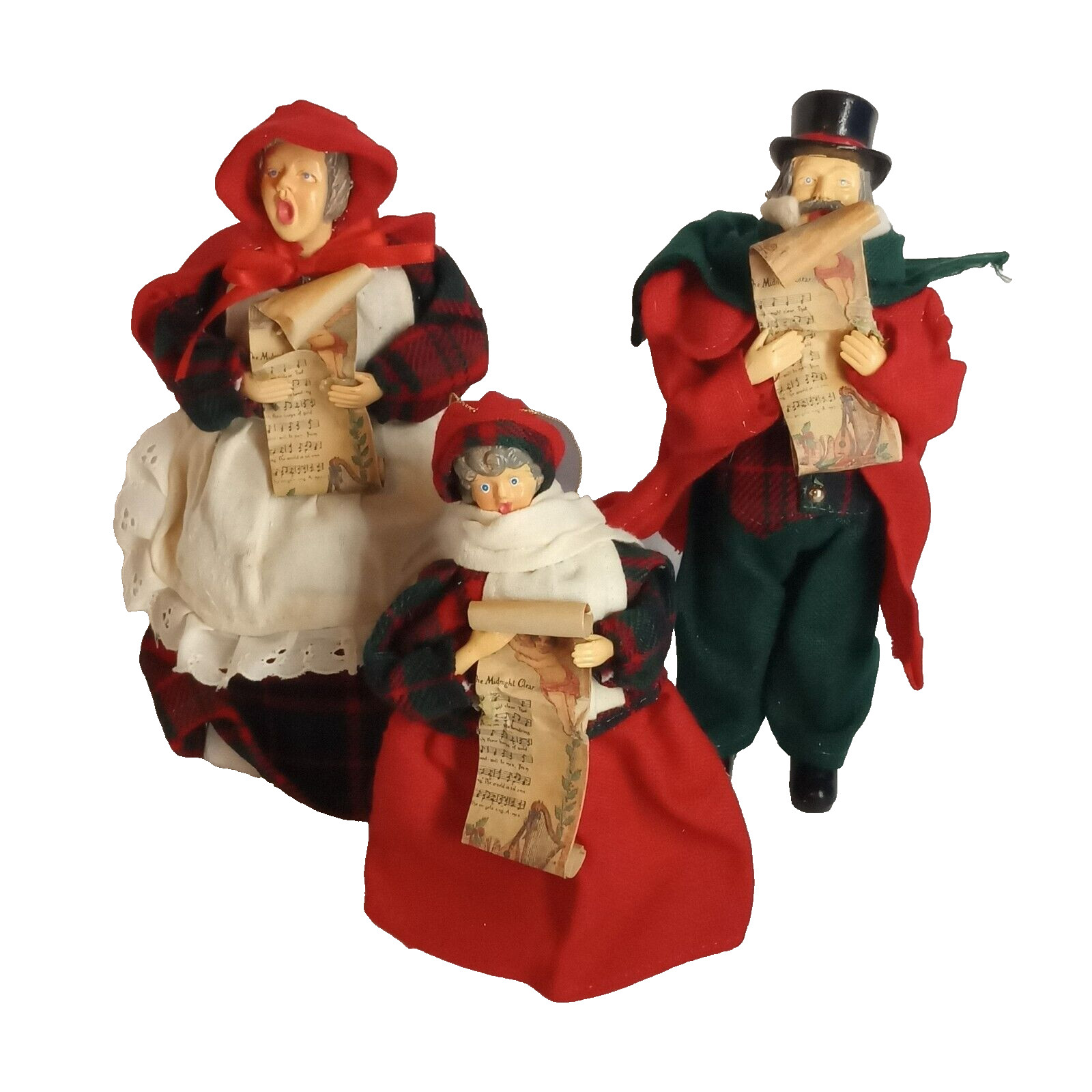 Kurt Adler Choir Caroling 3 Victorian Carolers 7-10″ Fabric Paper Mache Vtg 1990