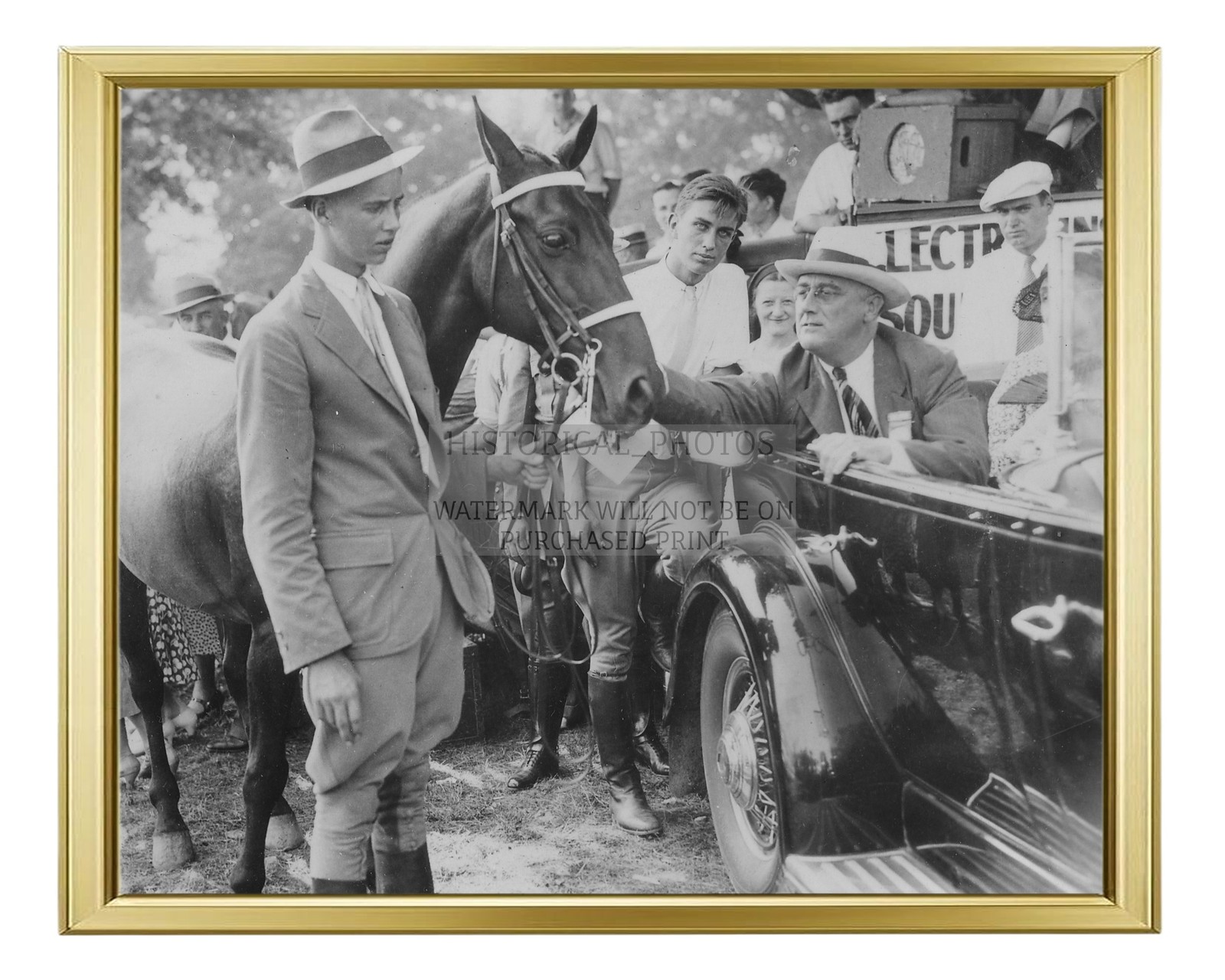 FRANKLIN D. ROOSEVELT FAMILY RHINEBECK NY 1940 8X10 GOLD FRAMED PHOTO