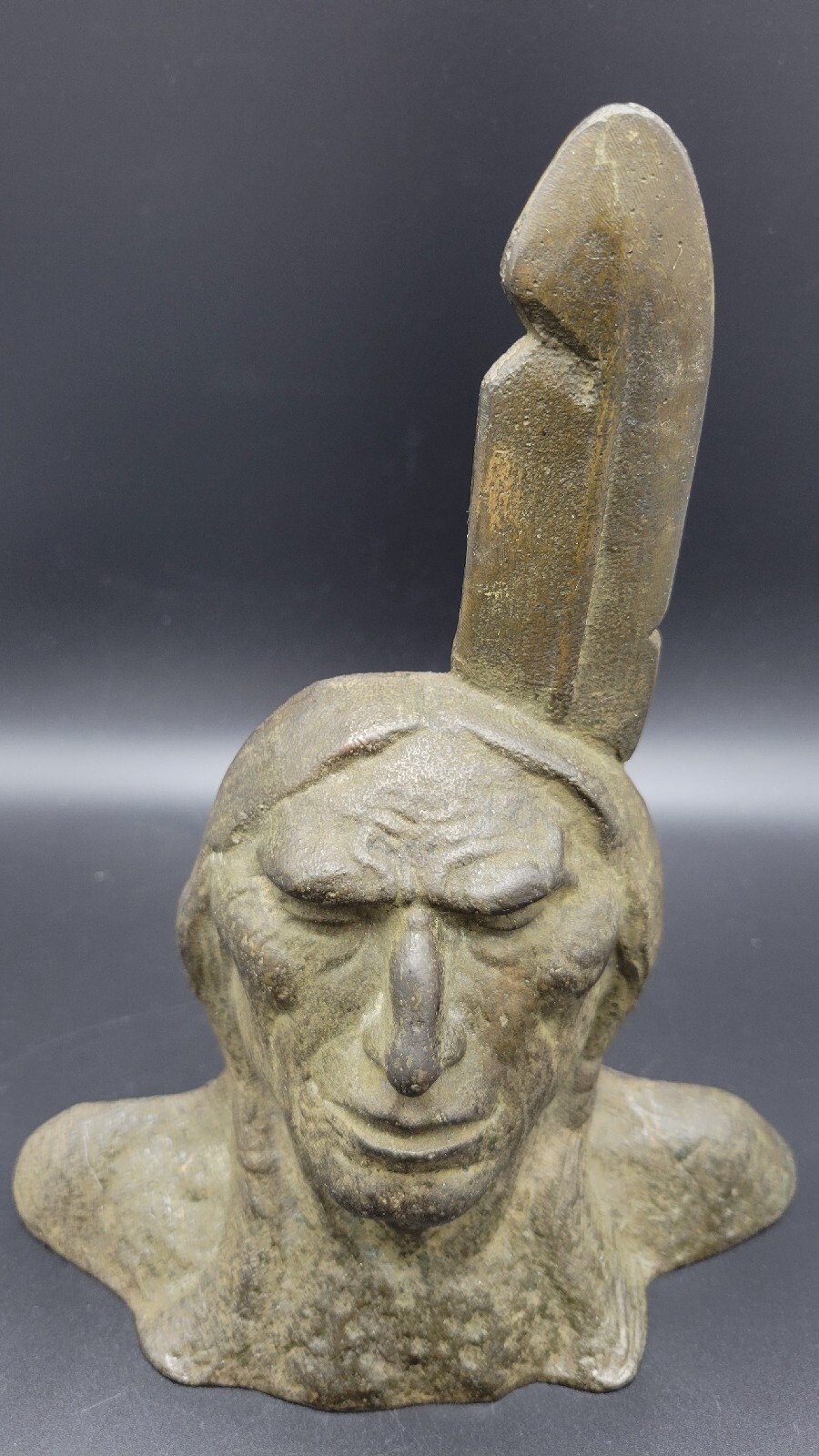 Antique Bronze Bust of Native American Chief, 9″