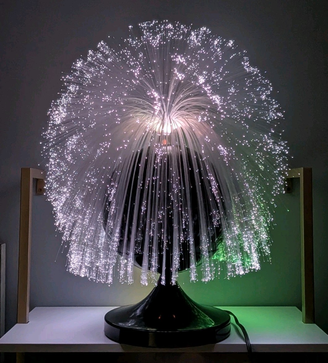 Vintage Fantasia Sunburst 4000 Fiber Optic Motion Lamp MCM Rotating Black Rare