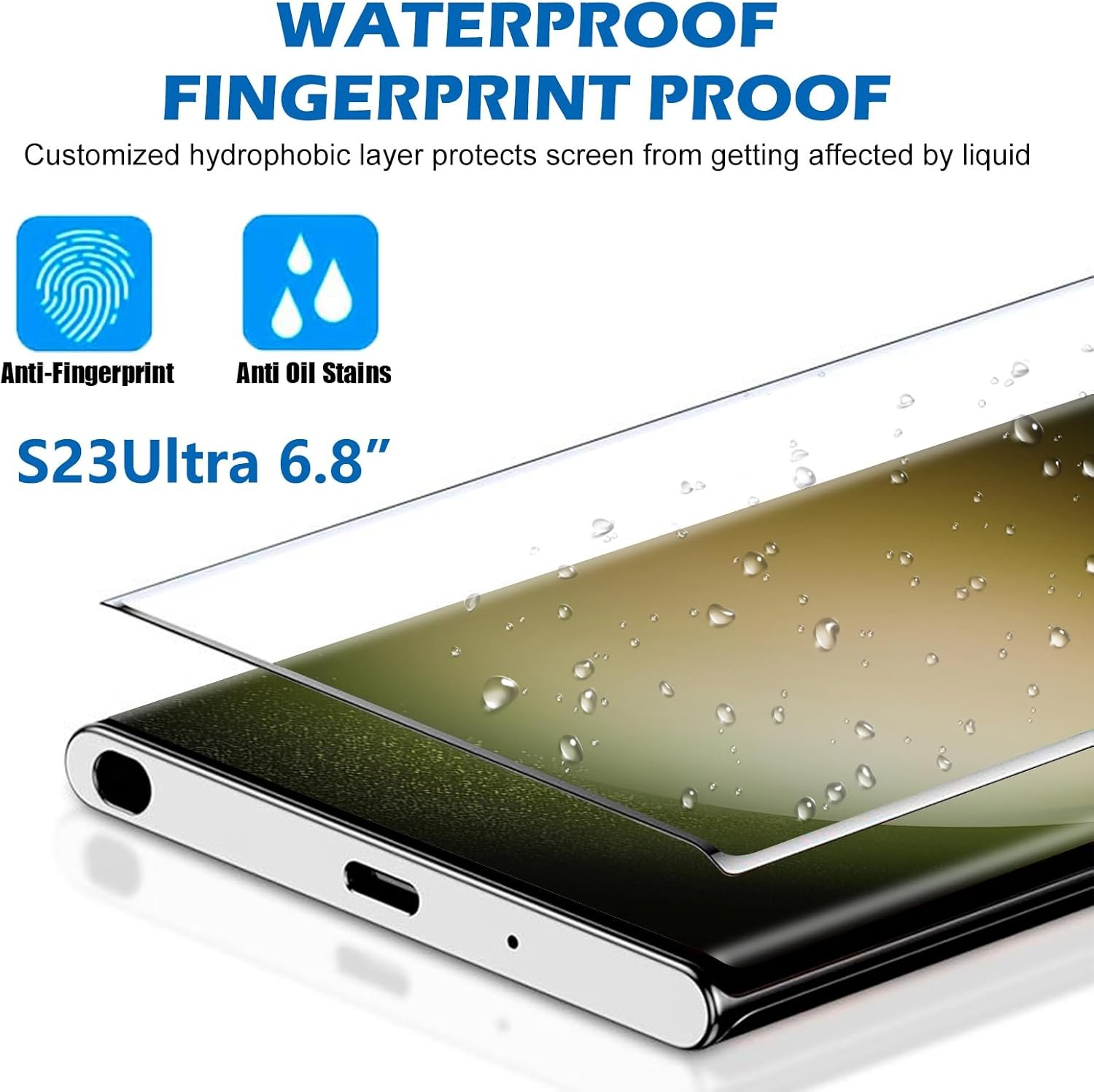 3 Pack Galaxy S23 Ultra Screen Protectors HD Clear Tempered Glass 3D Curved Scra