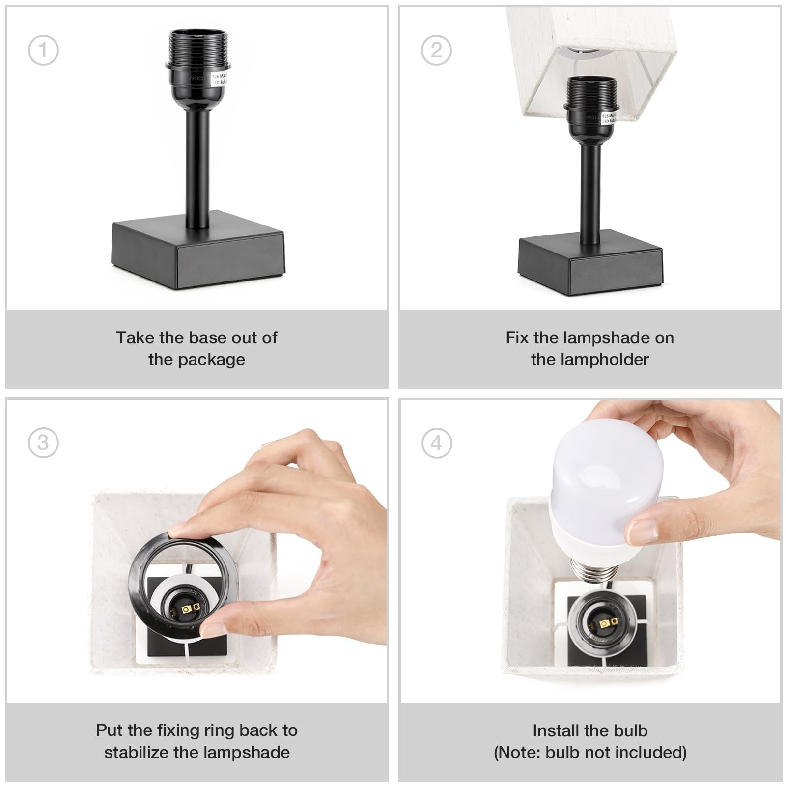 Small Table Lamp for Bedroom – Bedside Lamps 12.8in, Cream & Black