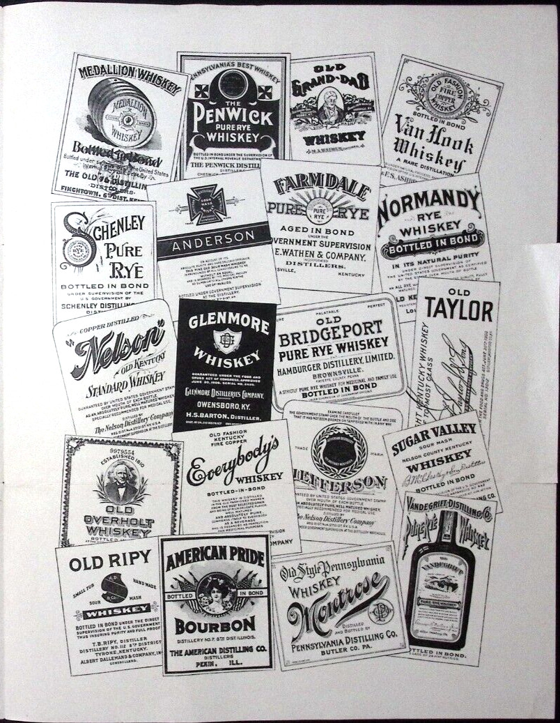 1909 Silent Salesman of Clarkson & Clarkson Distillery Products Label Catalog