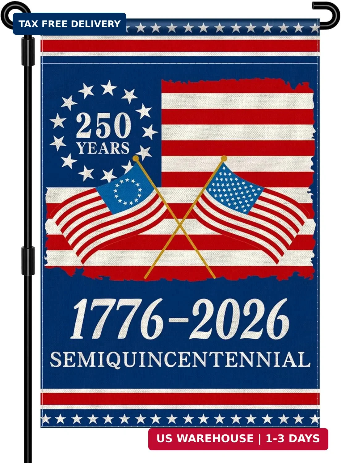 250th Anniversary America Garden Flag, 250 Anniversary USA Flag 1776-2026 Commem