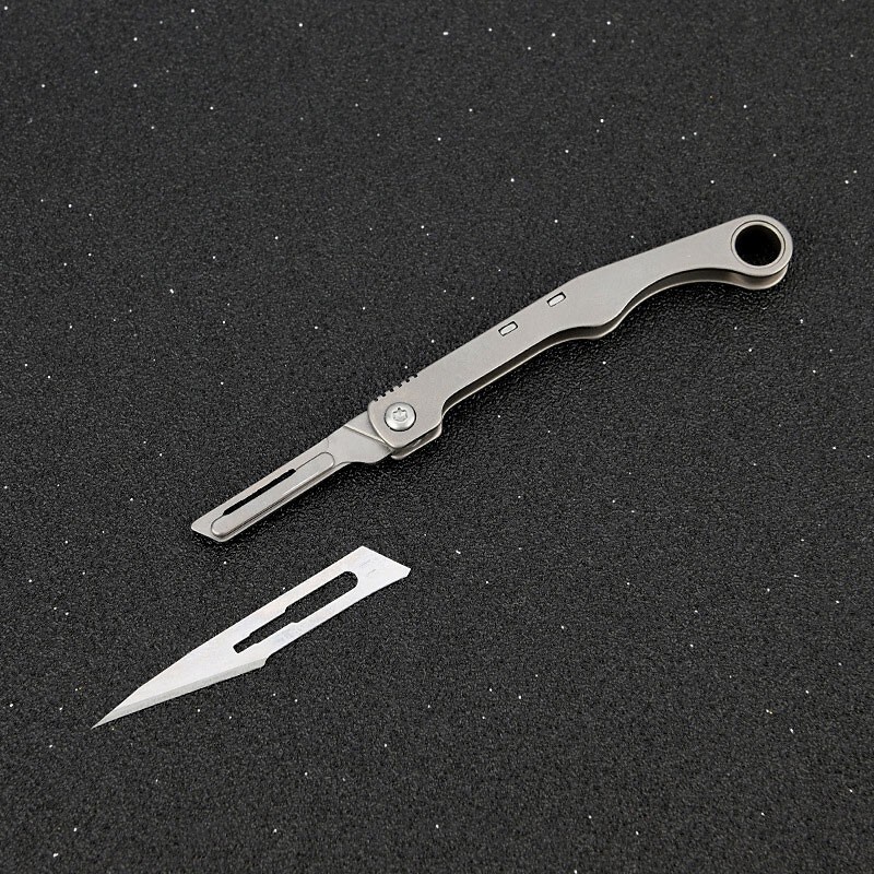 Mini Titanium Utility Folding Knife Blade Pocket Keychain Outdoor For EDC NEW