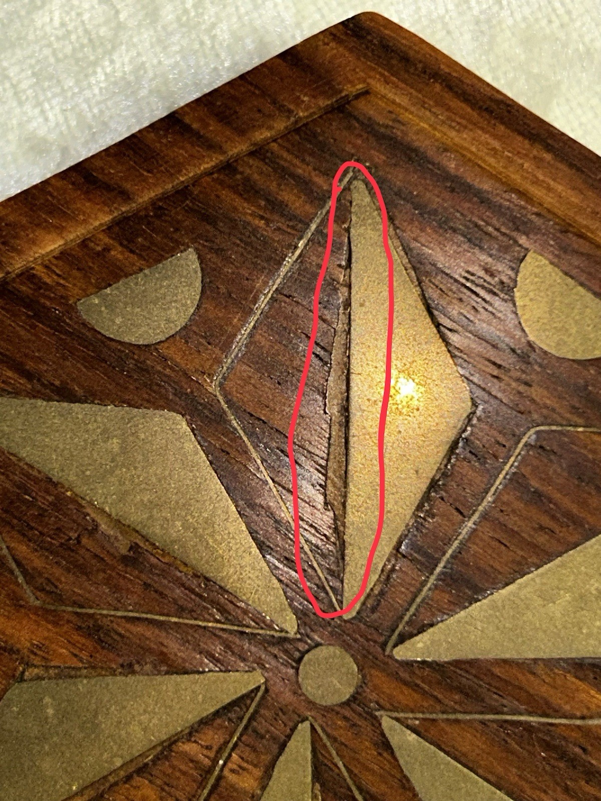 Hexagonal Wood Box With Brass Inlay