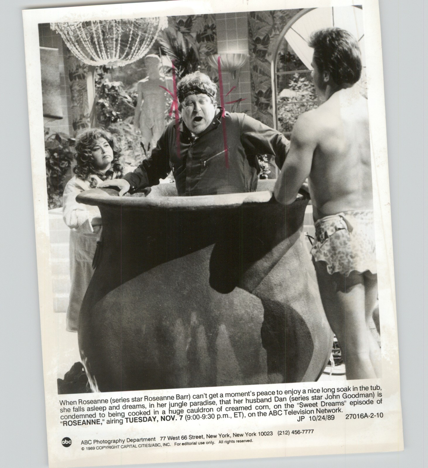 Actors John Goodman & Roseanne Barr TV Still ROSEANNE 1991 Press Photo