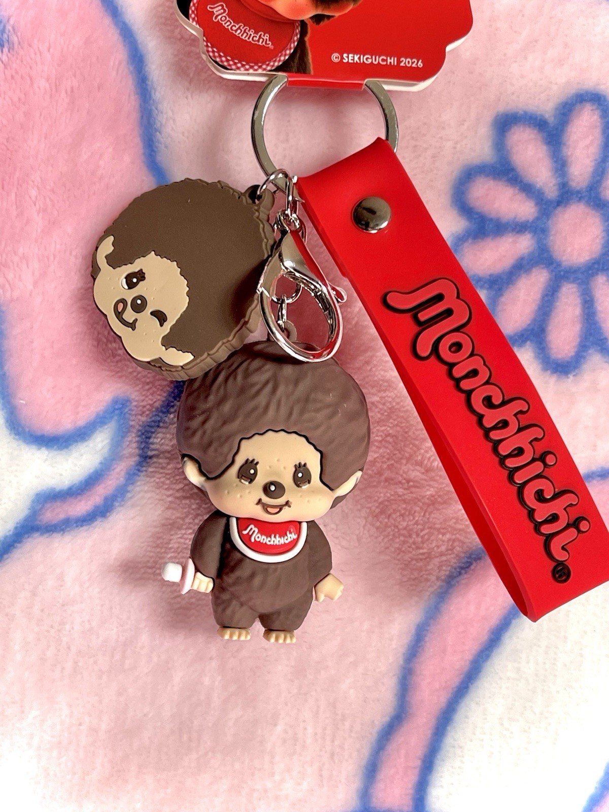 Monchhichi Multi-charm 3D Character + Face Classic Boy Keychain wristlet NEW!
