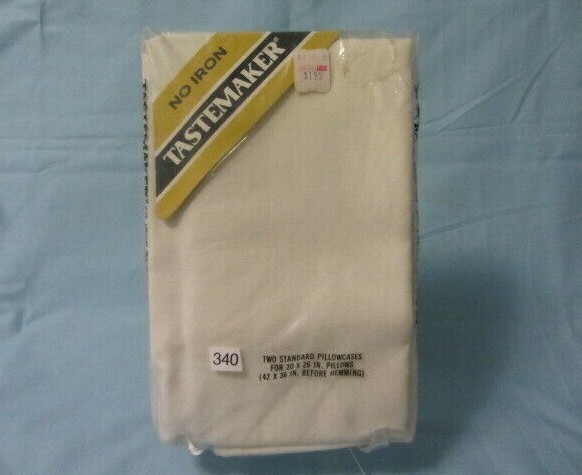 Vintage 2 Tastemaker Cream Standard Polyster Cotton 20″ x 26″ Pillowcases USA