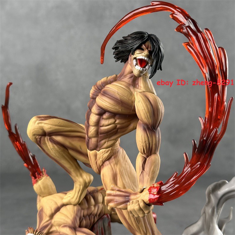 US! H29CM Attack on Titan Eren Jaeger In Combat GK PVC Painted Figure Statue Toy