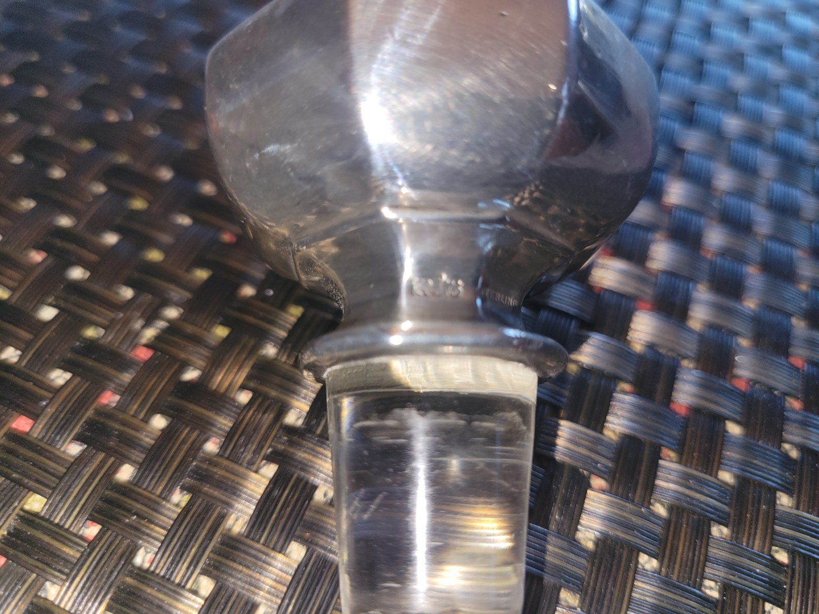 Large 6.5” Antique Gorham Sterling Silver Cut Crystal Perfume Cologne Bottle