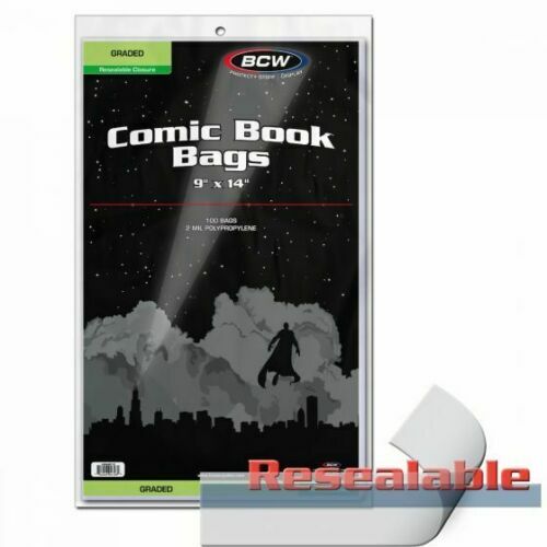 100 – BCW 2-Mil Resealable Bags for Graded Comics (CGC, PGX, CBCS) – 9″ x 14″