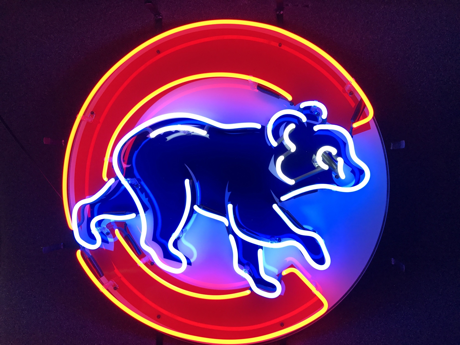 Chicago Cubs Walking Bear B 24″x24″ Neon Light Lamp Sign With HD Vivid Printing