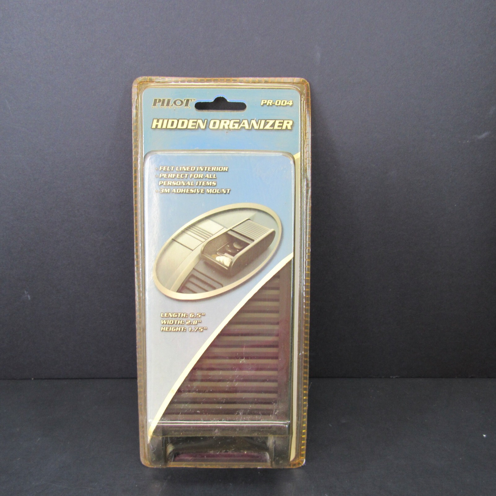 Vintage Pilot PR-004 Hidden Organizer For Car Felt Lined 3M Adhesive Mount