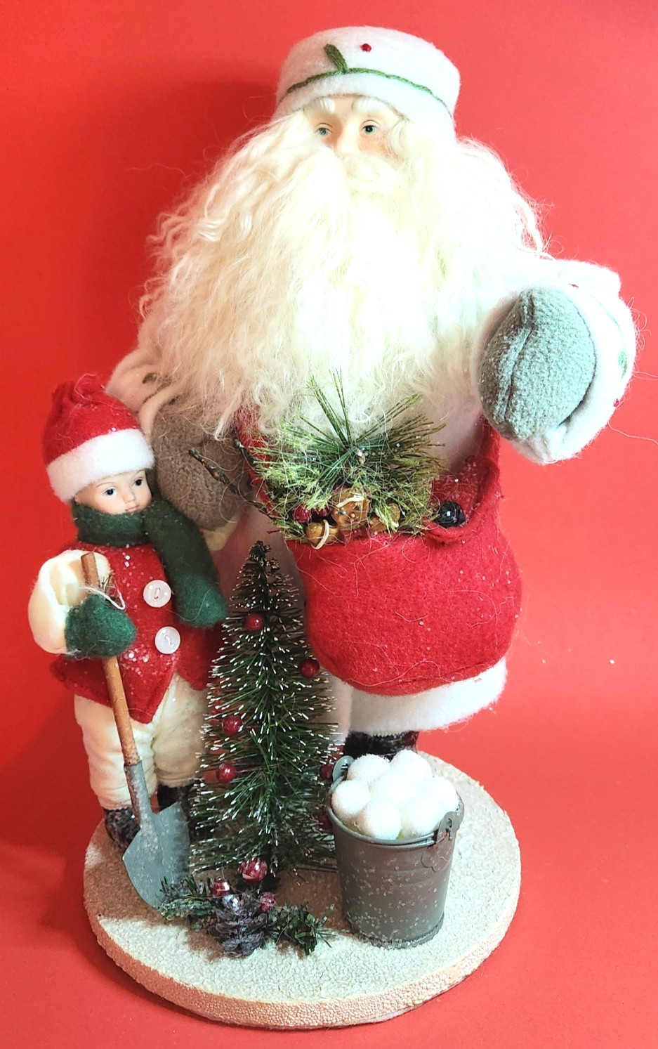 Kirkland Signatures Winterland Santa with Boy ~ 14″ Christmas Decoration