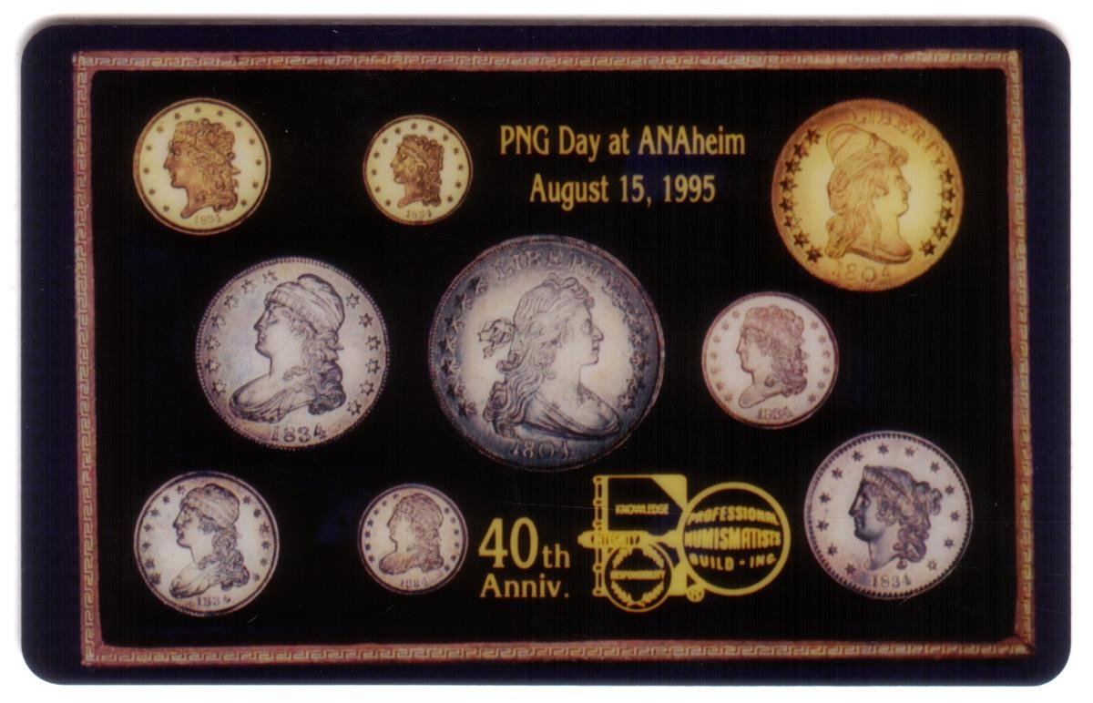 10u King of Siam Proof Set of Coins: 40th Anniv. PNG Day At ANAheim Phone Card