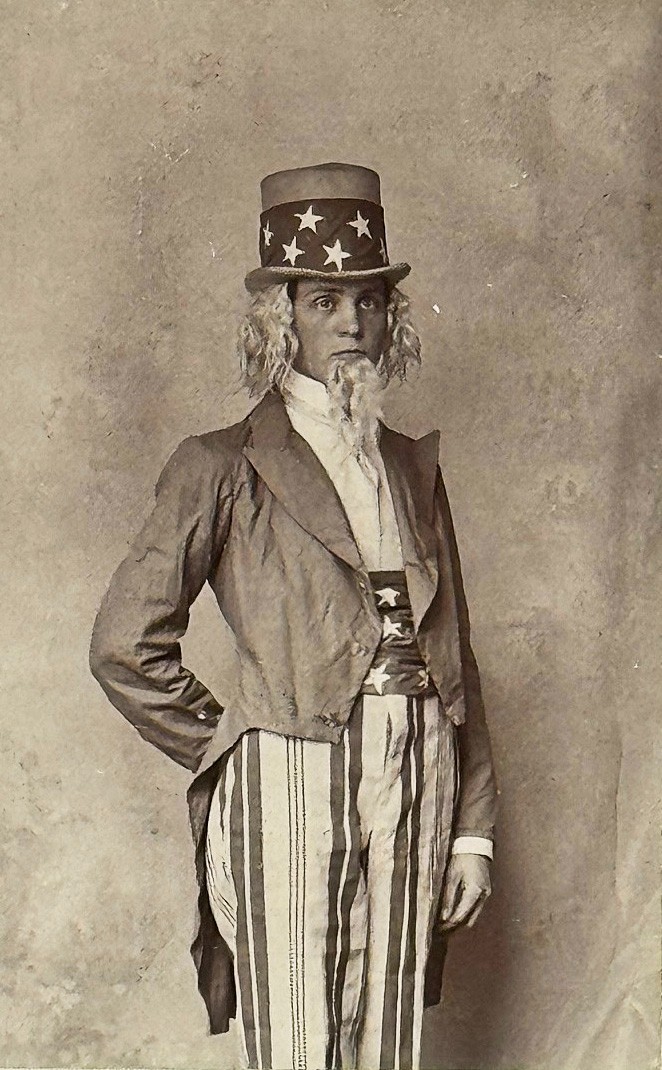 Patriotic Handsome Uncle Sam CDV Striking a Pose Al Mesel, Age 16 Dated 1894