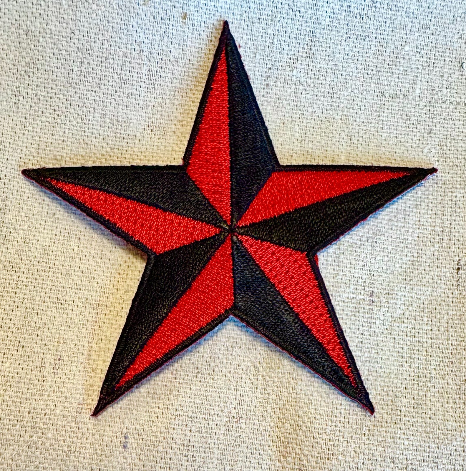 NAUTICAL STAR PATCH iron-on embroidered BLACK RED NAVY SAILOR TATTOO SYMBOL new