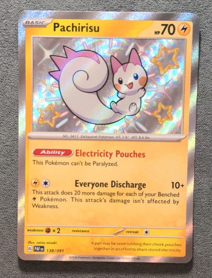 Pokemon English – Paldean Fates – Pachirisu 138/091 – Baby Shiny – NM/M