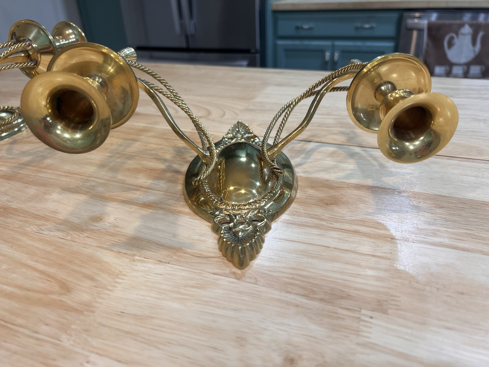 2 VTG 8″ Solid Brass 2-Arm Candle Polished Gold Finish Hollywood Regency