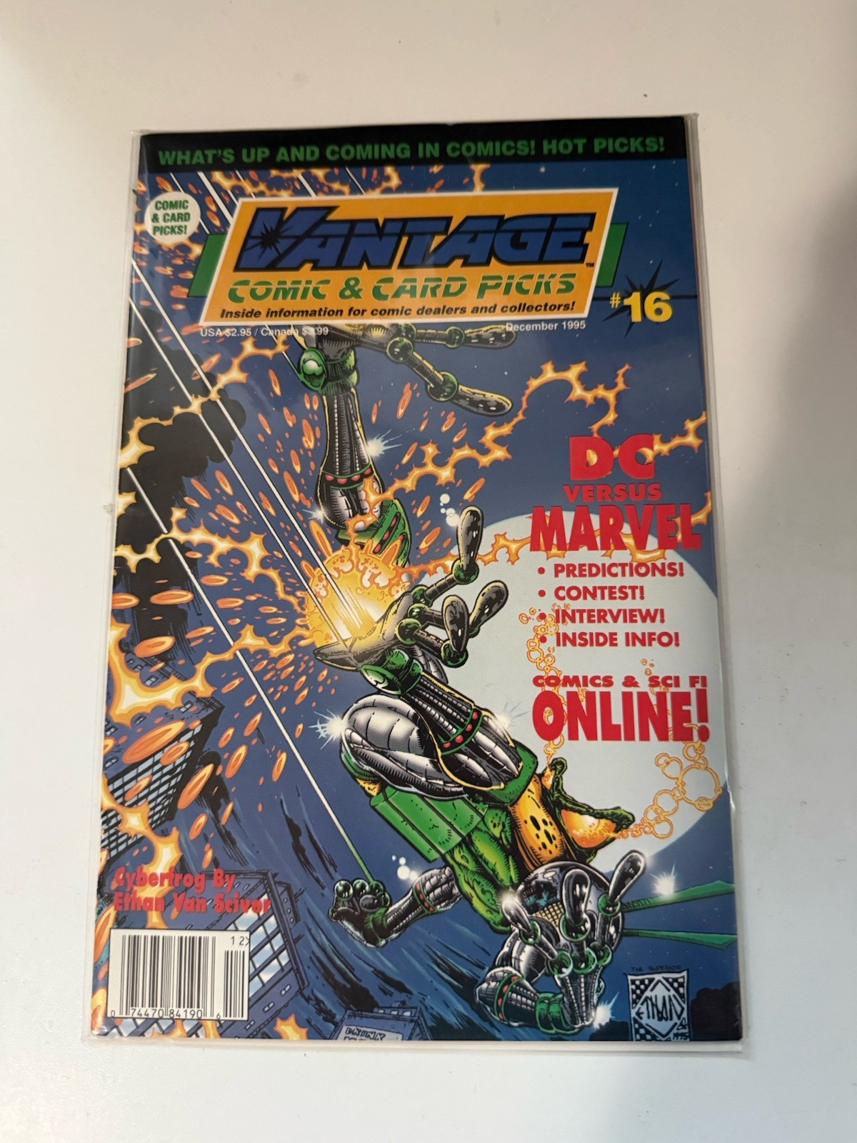 Vantage Comic & Card Picks #16 December 1995 with Cyberfrog by Ethan Van Sciver