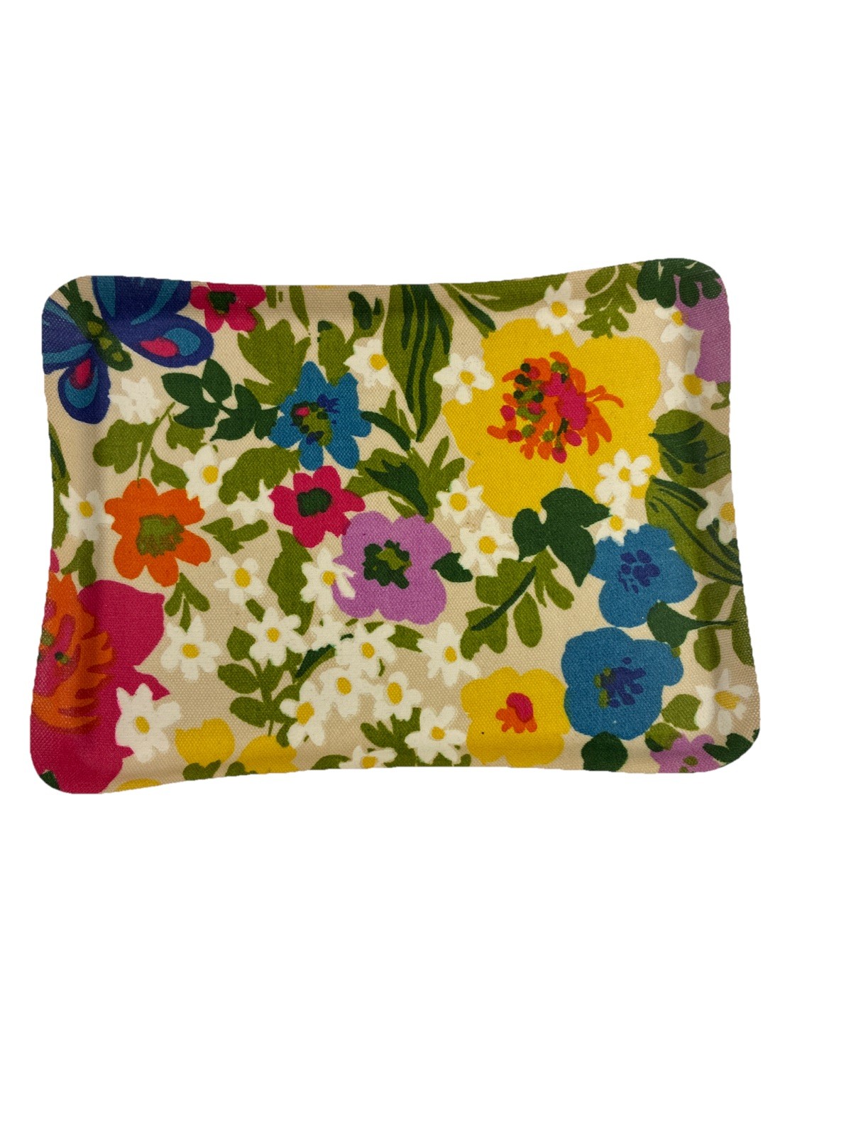 VTG Mid Century Modern 8 1/4” W textured 60s mod floral laminated Tray Last TWO
