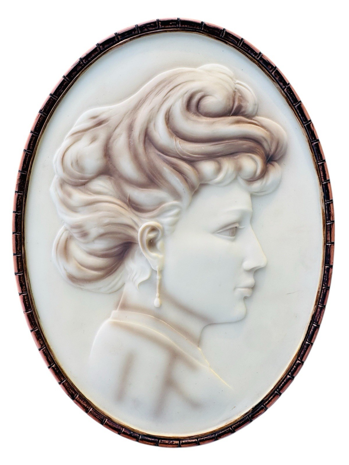 VTG Cameo Victorian Woman Resin Vintage 9.25x7in Oval Wall Plaque 3D Silhouette