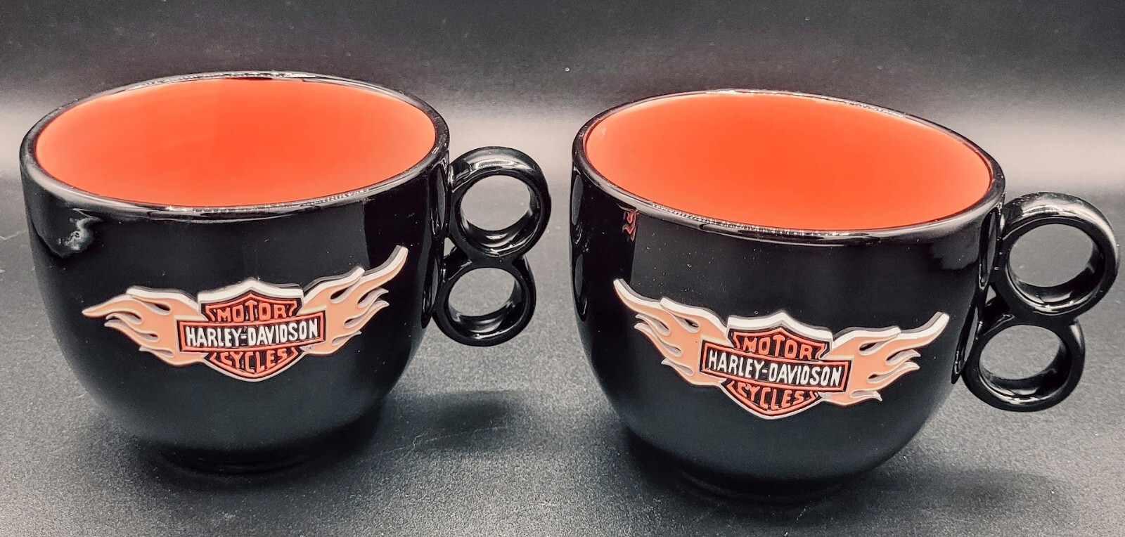 Harley Davidson Coffee Soup/Mug Trigger Handle Flames W/Shield Hallmark Inc.2004