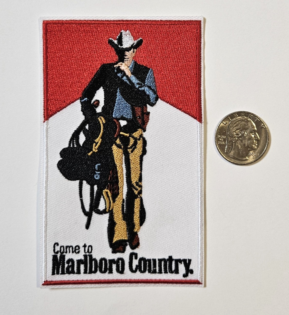 Vintage Large Marlboro Iron on Patch 3″ x 4.75″ FS