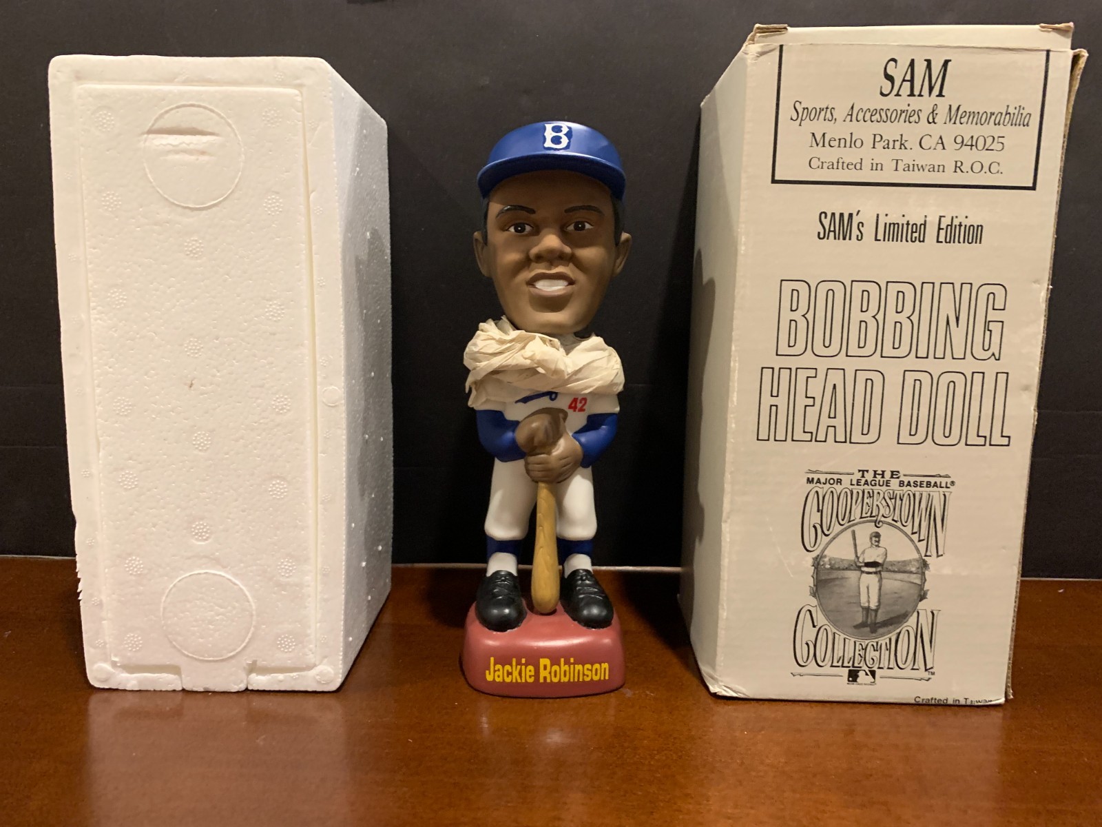 Jackie Robinson Rare SAM Bobblehead Brooklyn Dodgers Original Box COA #696/3000