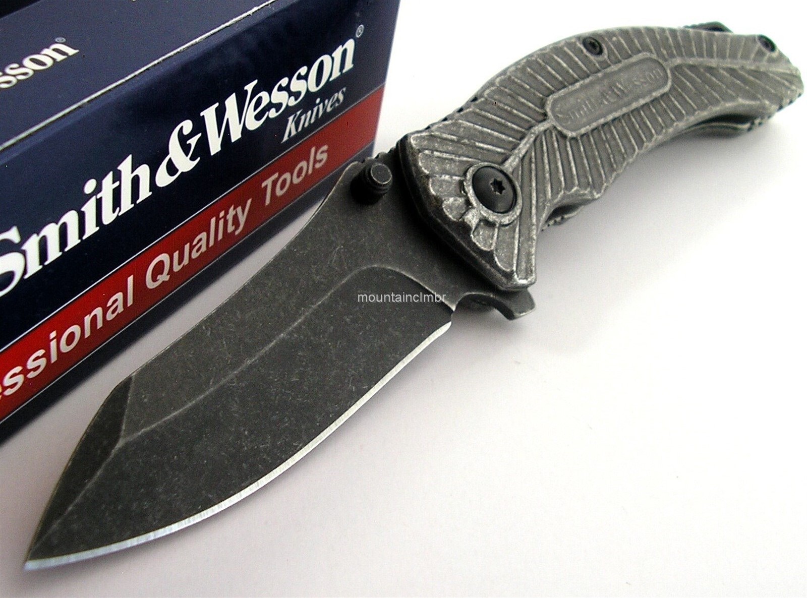 Smith & Wesson Clip Point Stone Washed Blade Pocket Folder Knife SW116