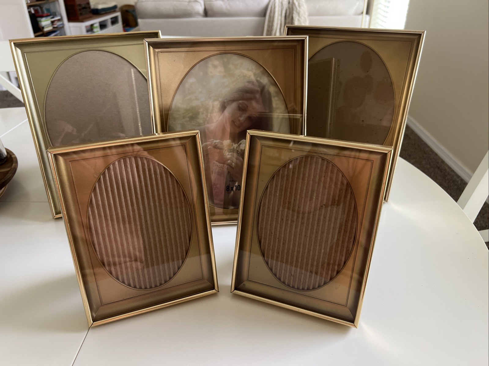 VTG Lot Of 5 Gold Intercraft Frames MCM Oval 8×10 5×7 Shadow Box 1” Deep Gallery