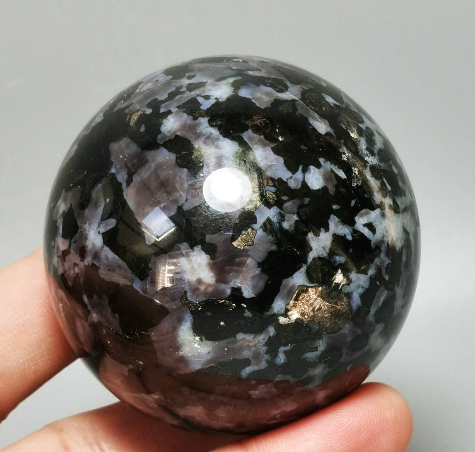 Natural Rare MERLINITE Mystic Sphere Ball Stone Magic Shaman Psilomelane Gabbro