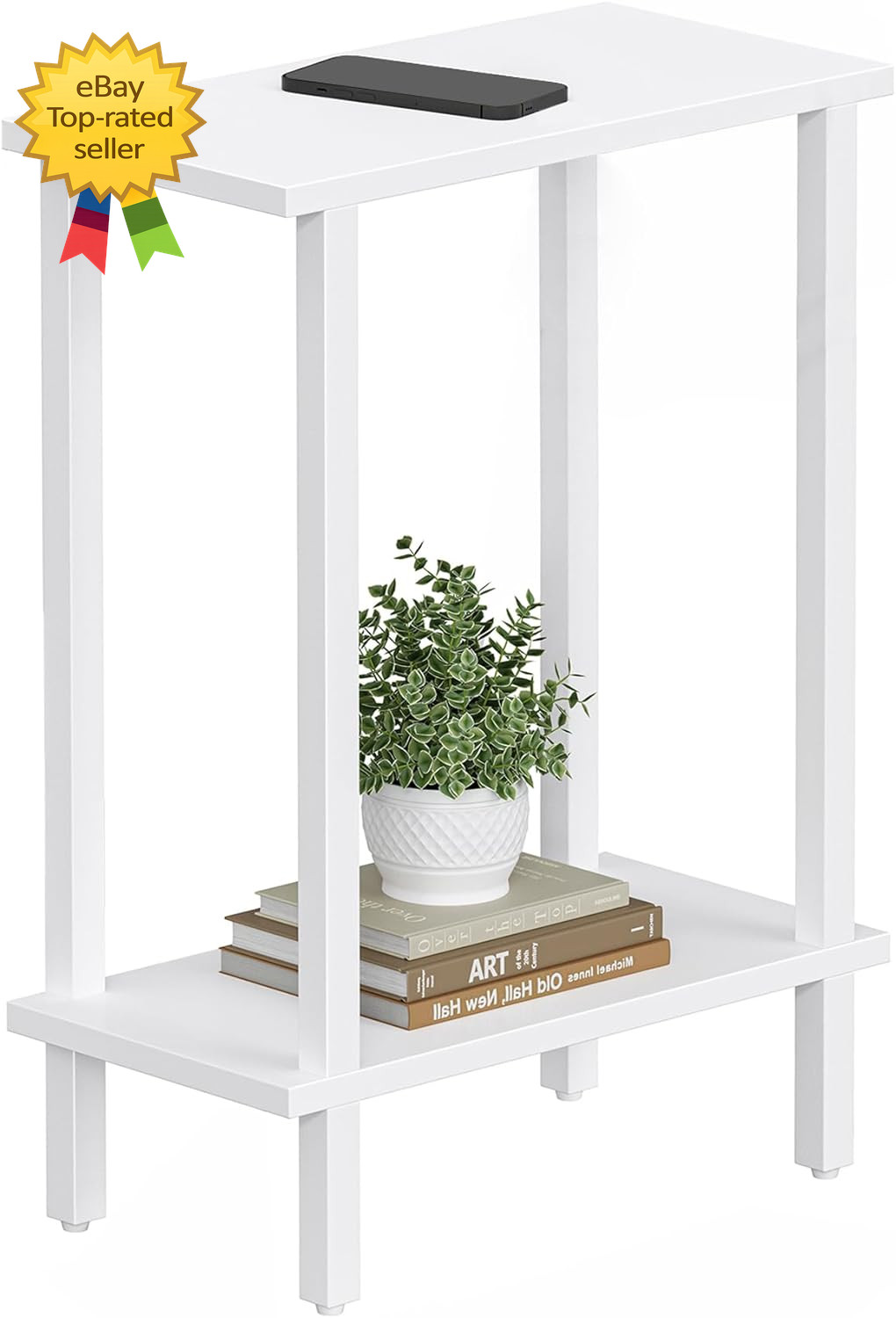 Small Side Table Narrow End Table Slim Nightstand Skinny Sofa Table White 75