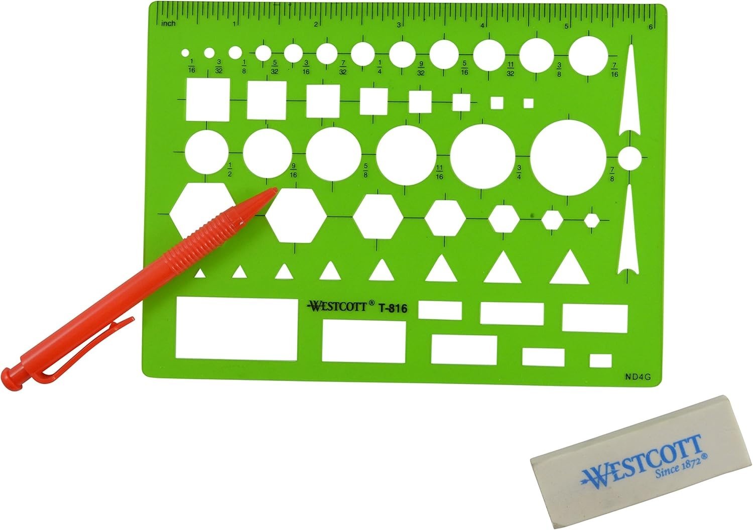 Versatile Plastic Drawing Template Tool – Translucent Green, 4.5 x 6 in