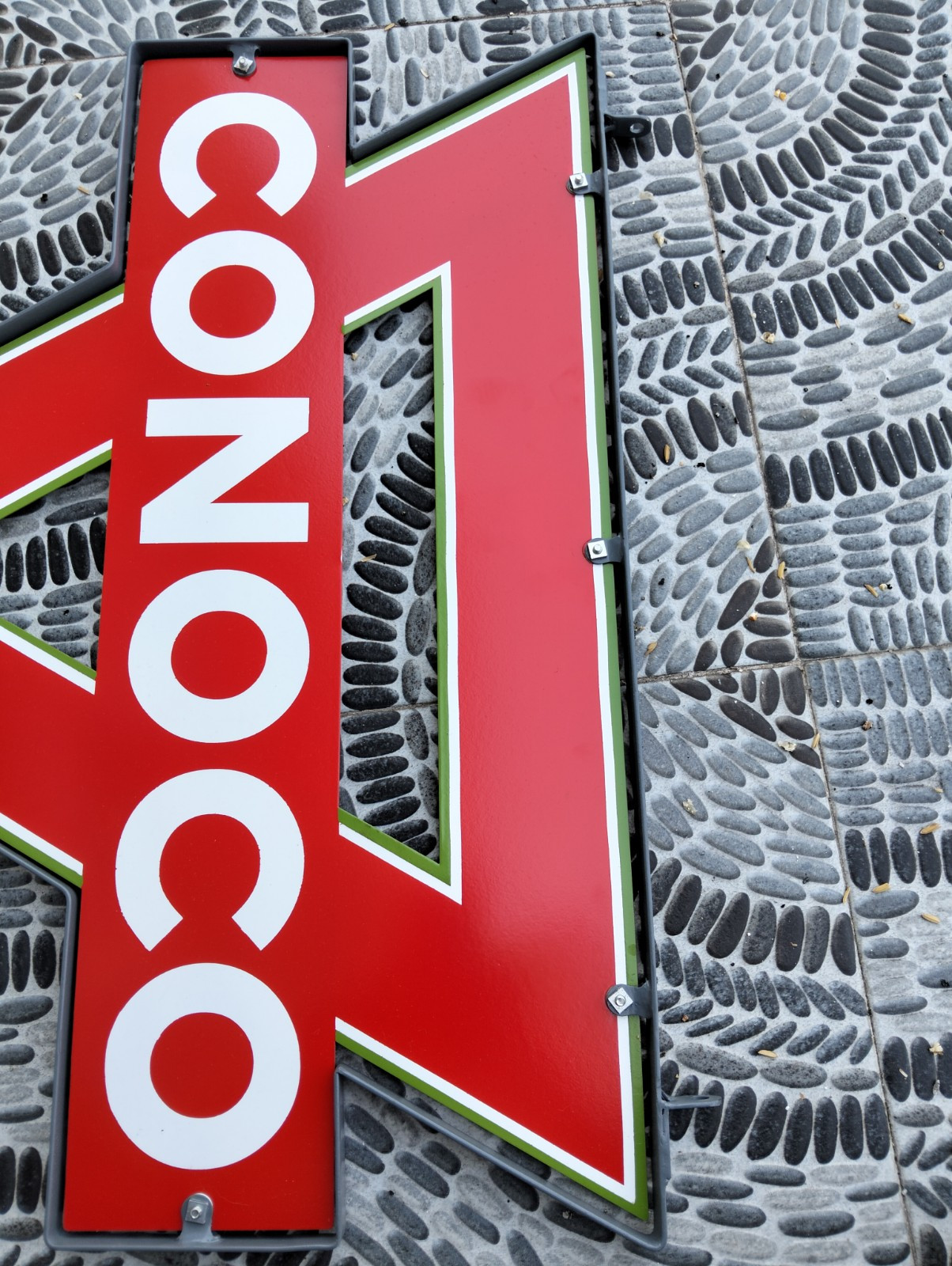 Double Side Triangle Conoco Oil & Gas Company Sign 24″ Not Porcelain Repop