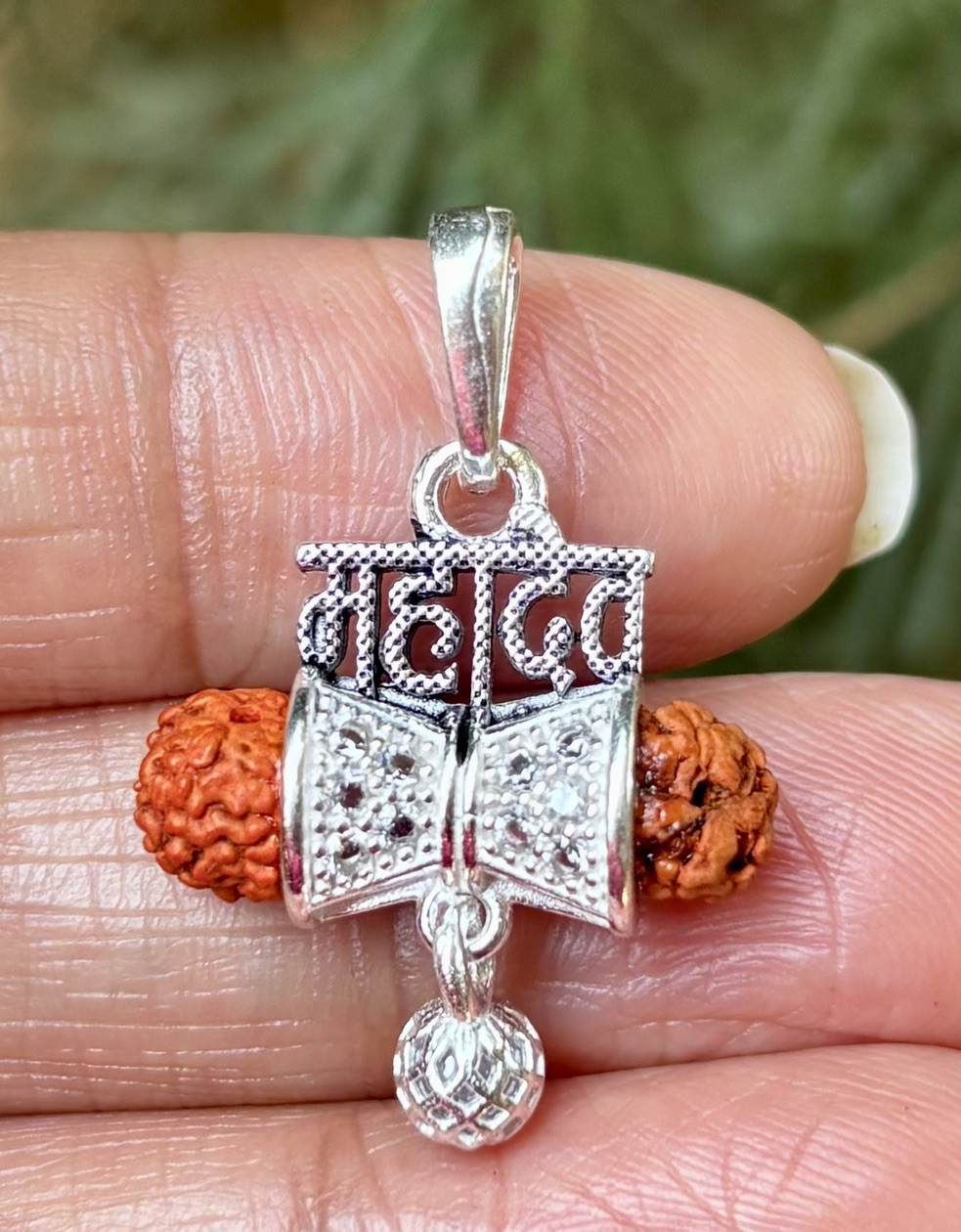 925 Silver + 5 Mukhi RUDRAKSHA Pendant Lord Shivas Locket, 3.93 gm