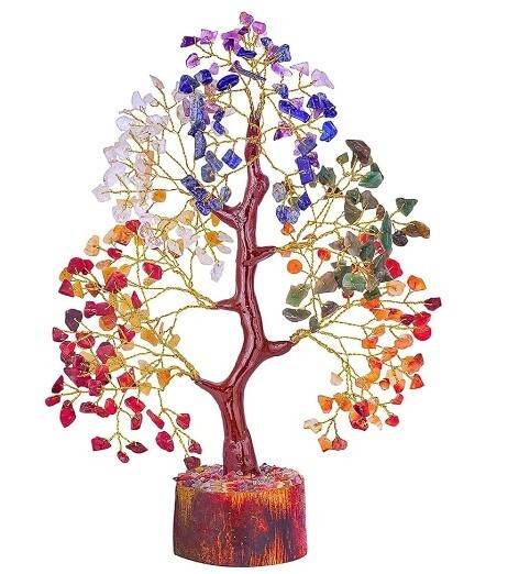 Seven Chakra Money Bonsai Tree of life Healing Feng Shui Statues