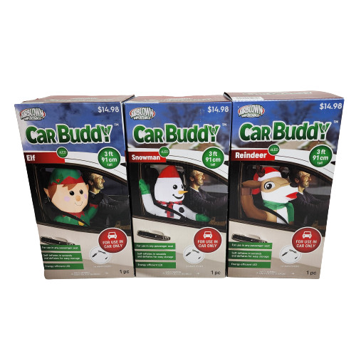 Airblown Inflatable Car Buddy 3 Ft LED Christmas Car Lighter Power New *Choose*