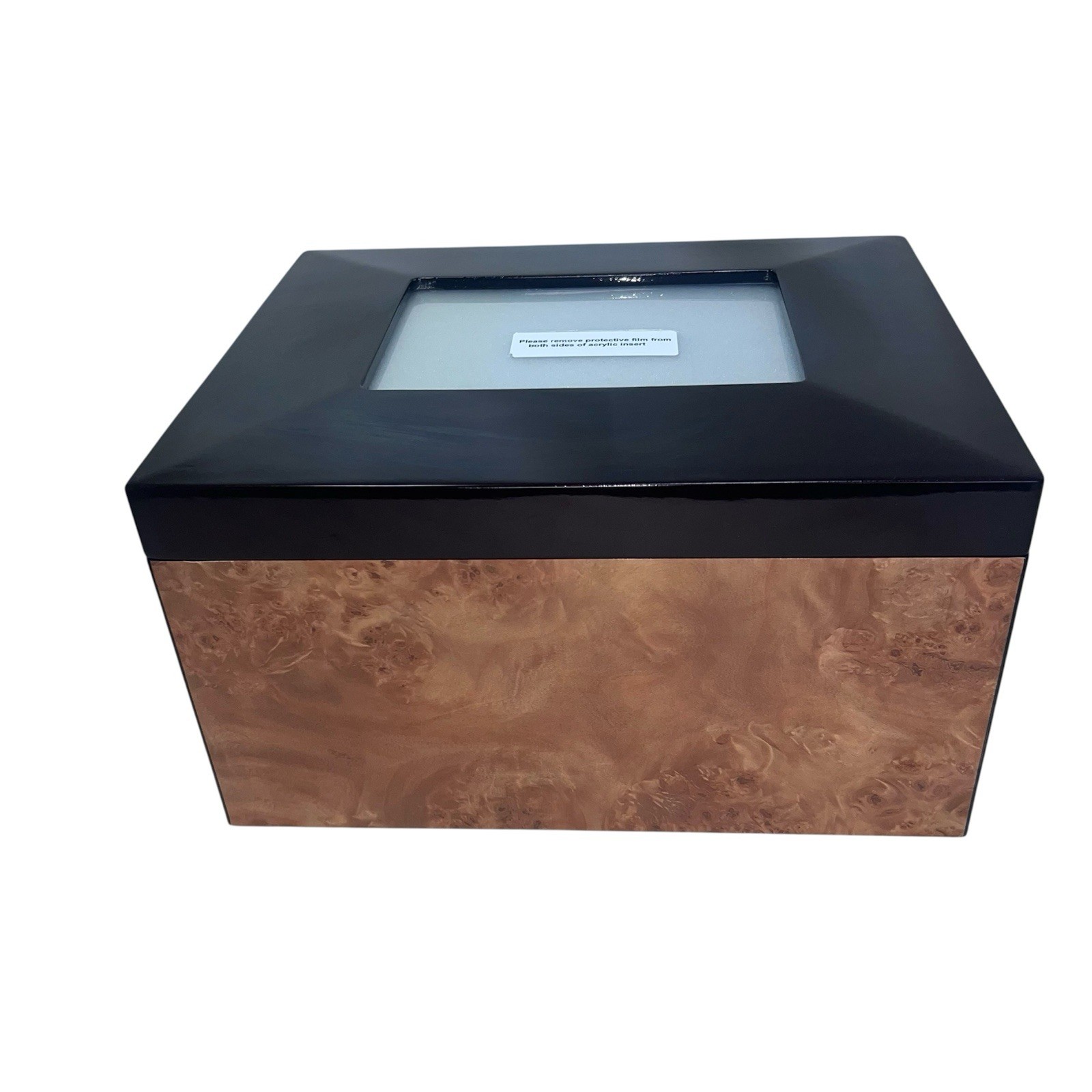 Lacquered Burl Walnut Veneer High Gloss Finish Memorial Keepsake Box