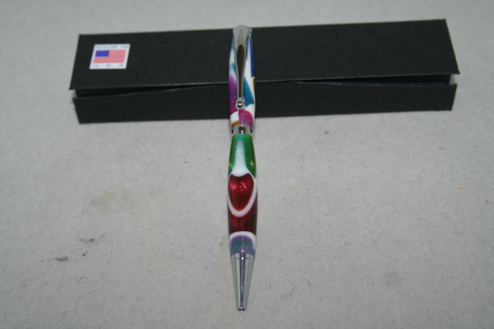 Handmade White Stained Glass Pen (5 Colors) with Chrome Parts & Extra Refill