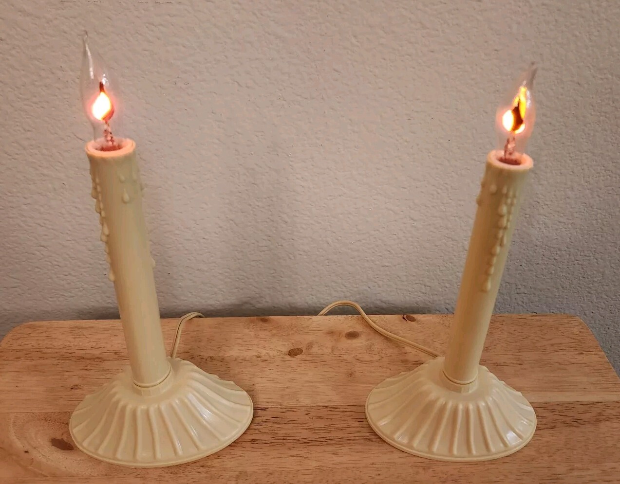 Vintage PLASTIC CANDLES Set of 2 Christmas Lighting, Plug In Candles