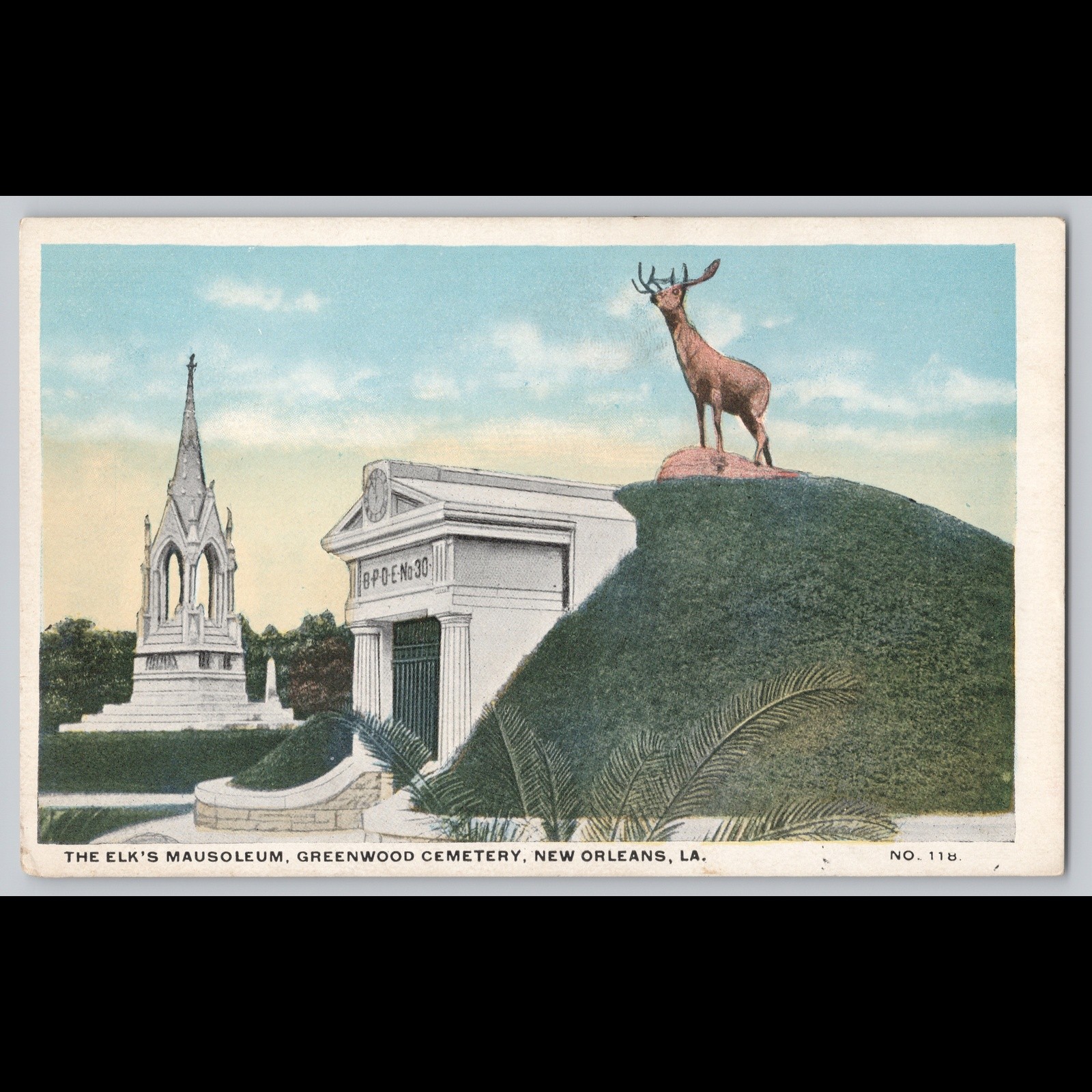 Antique Postcard The Elk’s Mausoleum Greenwood Cemetery New Orleans LA